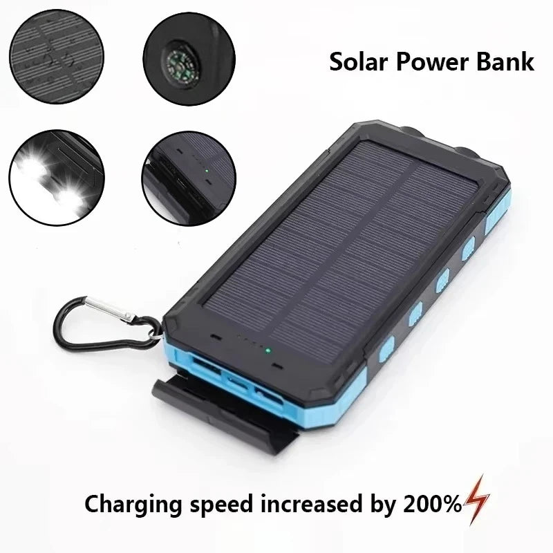 200000mAh Large Capacity Solar Power Bank Fast Charging Portable Charger External Battery for IPhone Samsun Xiaomi Powerbank