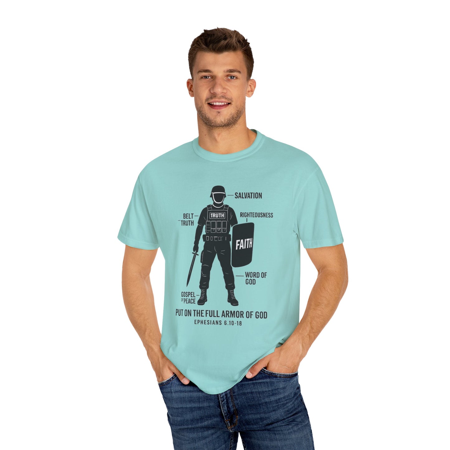 Faith-Inspired Unisex Garment-Dyed T-shirt - Empowering Christian Tee, Spiritual Apparel, Armor of God Shirt, Gift for Believers, [...]