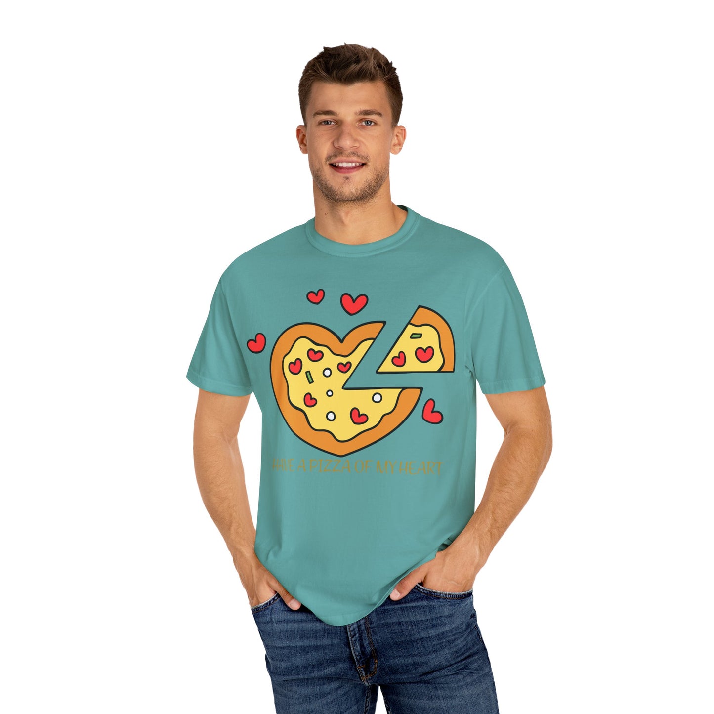 Cute Pizza Heart T-shirt, Valentine's Day Gift, Funny Graphic Tee, Unisex Casual Wear, Foodie Apparel, Gift for Pizza Lovers