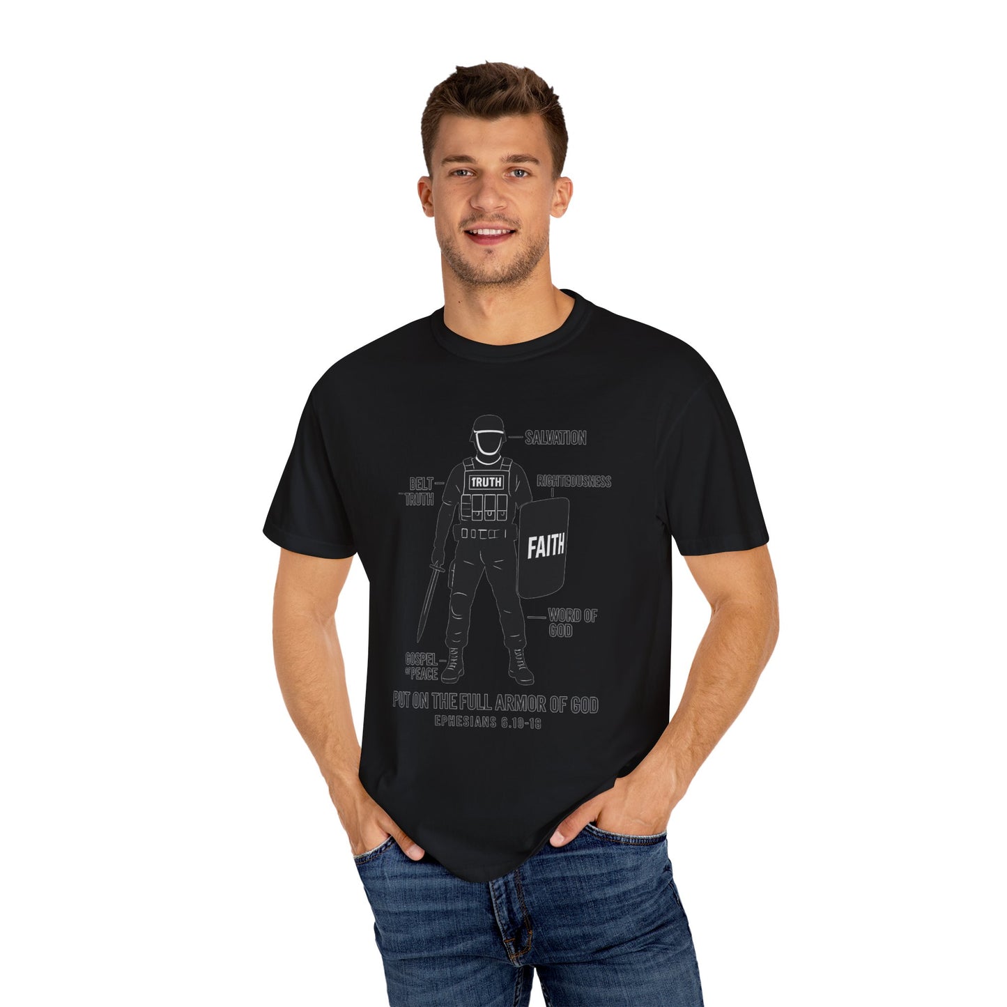 Faith-Inspired Unisex Garment-Dyed T-shirt - Empowering Christian Tee, Spiritual Apparel, Armor of God Shirt, Gift for Believers, [...]