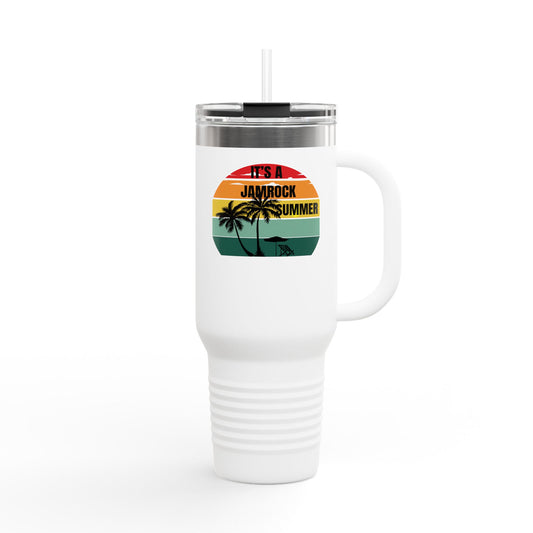 Bright Jamrock Summer Insulated Travel Mug | 40oz Sipper for Road Trips, Beach Days, Outdoors, Camping, Gift for Travelers