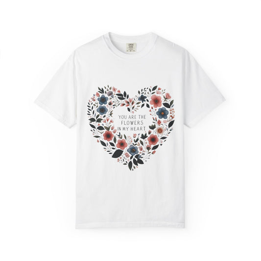 Floral Heart T-Shirt,  Garden Shirt, Gift for Her, Mother's Day Tee, Casual Summer Apparel, Floral Graphic Top