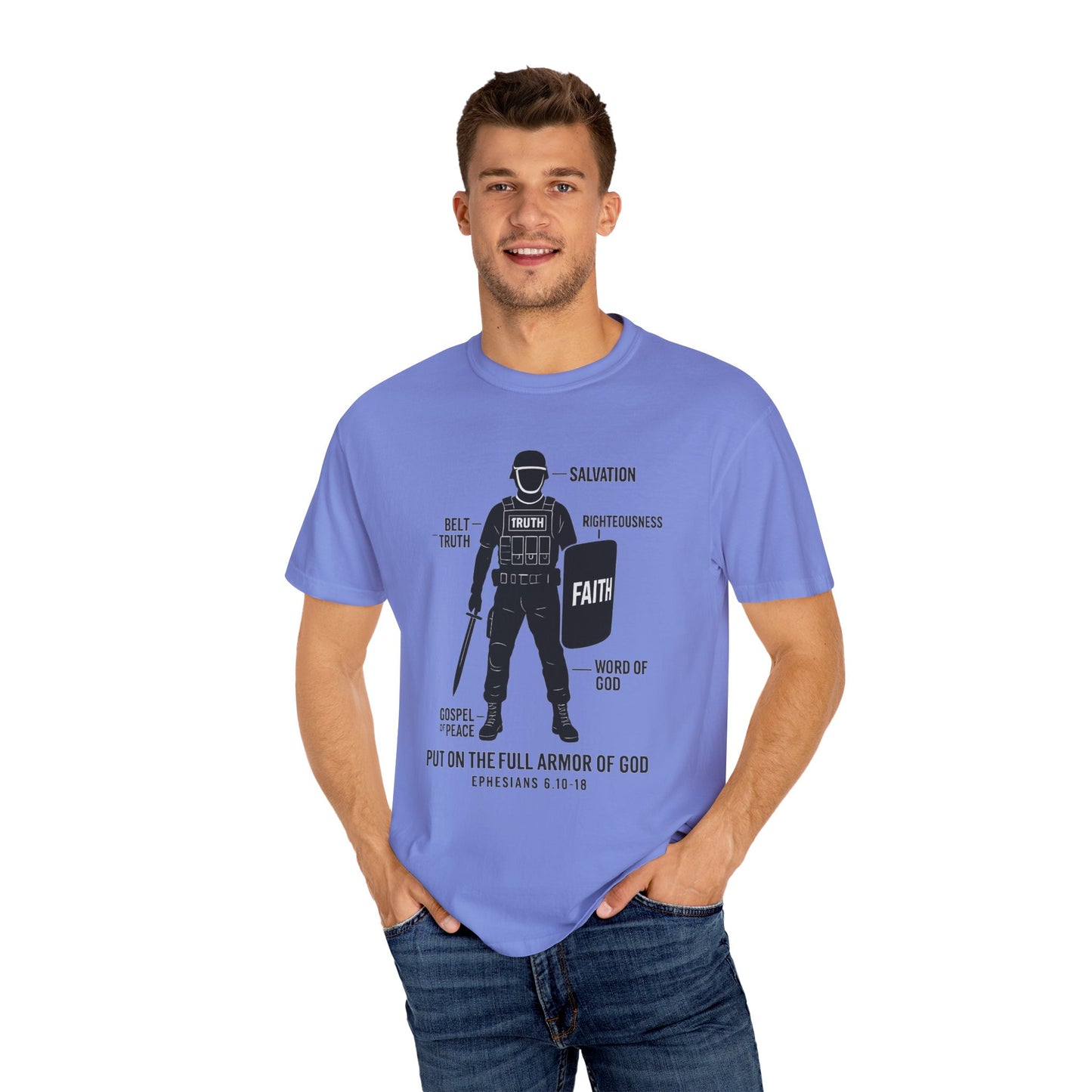 Faith-Inspired Unisex Garment-Dyed T-shirt - Empowering Christian Tee, Spiritual Apparel, Armor of God Shirt, Gift for Believers, [...]