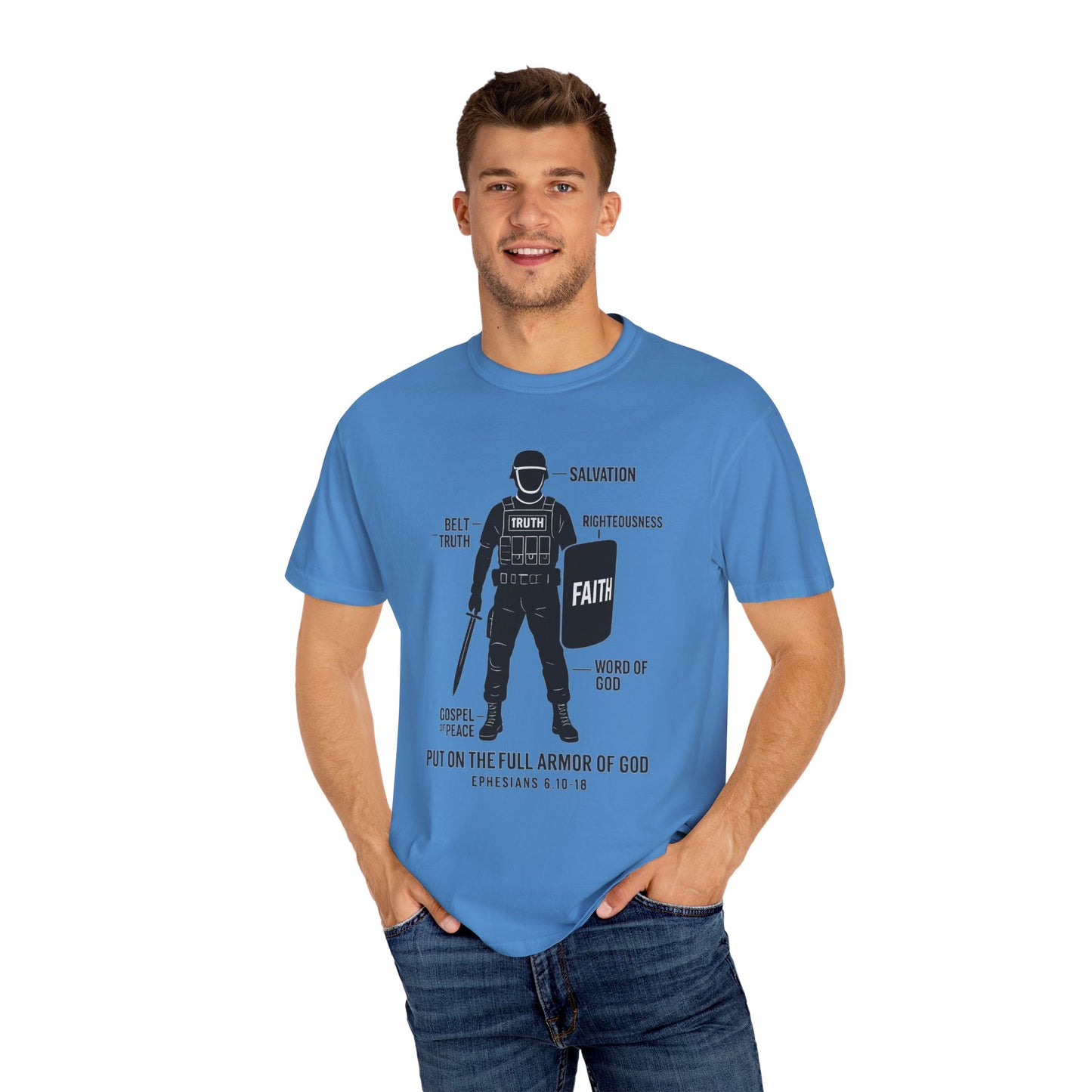 Faith-Inspired Unisex Garment-Dyed T-shirt - Empowering Christian Tee, Spiritual Apparel, Armor of God Shirt, Gift for Believers, [...]