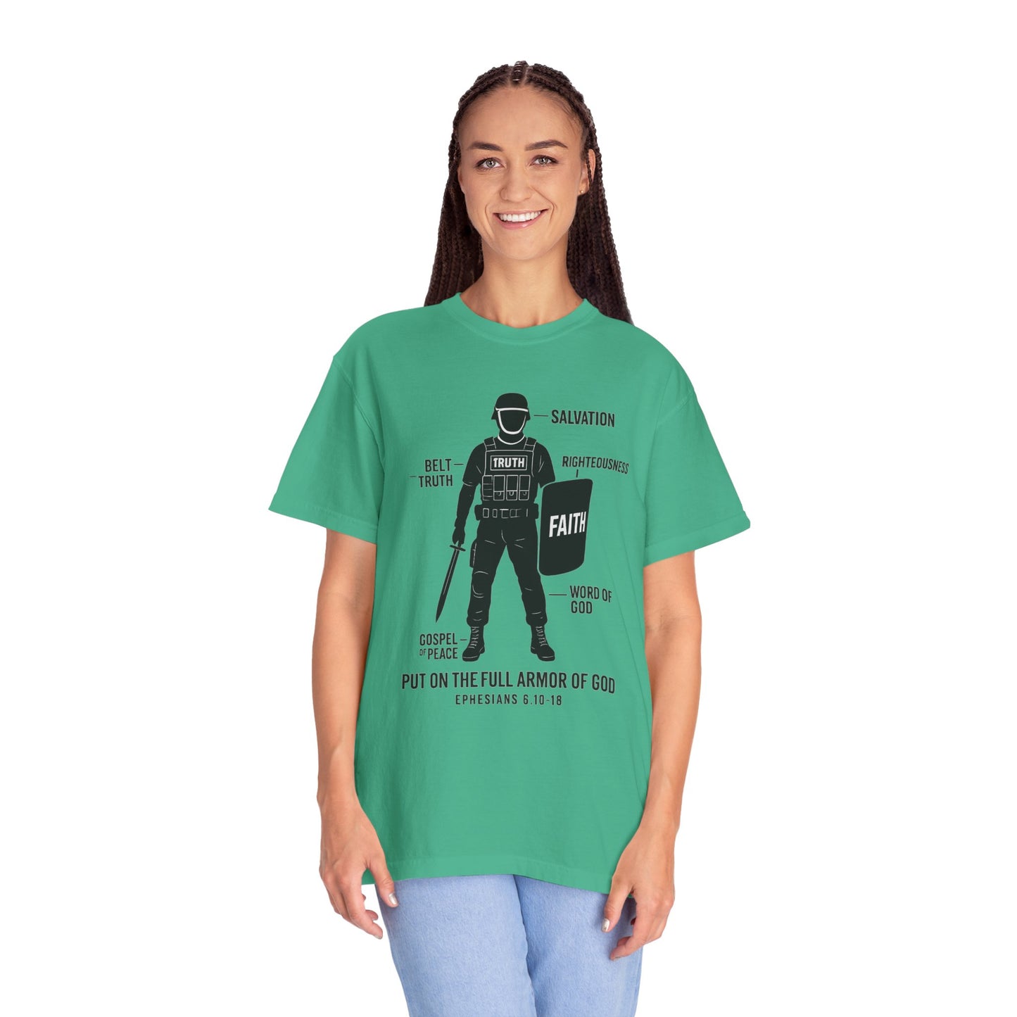 Faith-Inspired Unisex Garment-Dyed T-shirt - Empowering Christian Tee, Spiritual Apparel, Armor of God Shirt, Gift for Believers, [...]