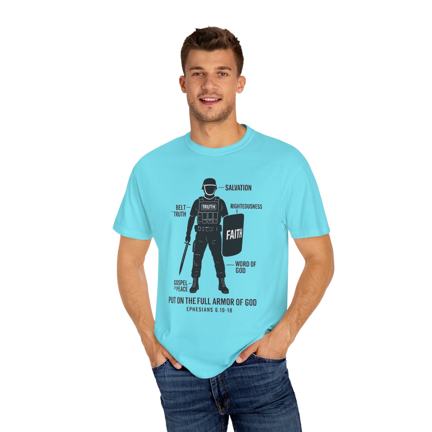 Faith-Inspired Unisex Garment-Dyed T-shirt - Empowering Christian Tee, Spiritual Apparel, Armor of God Shirt, Gift for Believers, [...]