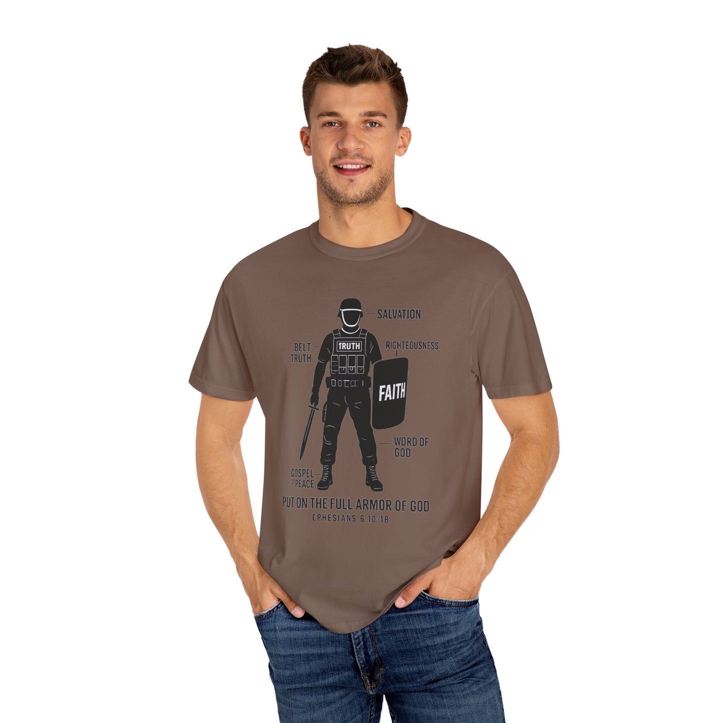 Faith-Inspired Unisex Garment-Dyed T-shirt - Empowering Christian Tee, Spiritual Apparel, Armor of God Shirt, Gift for Believers, [...]
