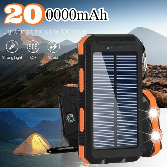 200000mAh Large Capacity Solar Power Bank Fast Charging Portable Charger External Battery  for IPhone Samsun Xiaomi Powerbank
